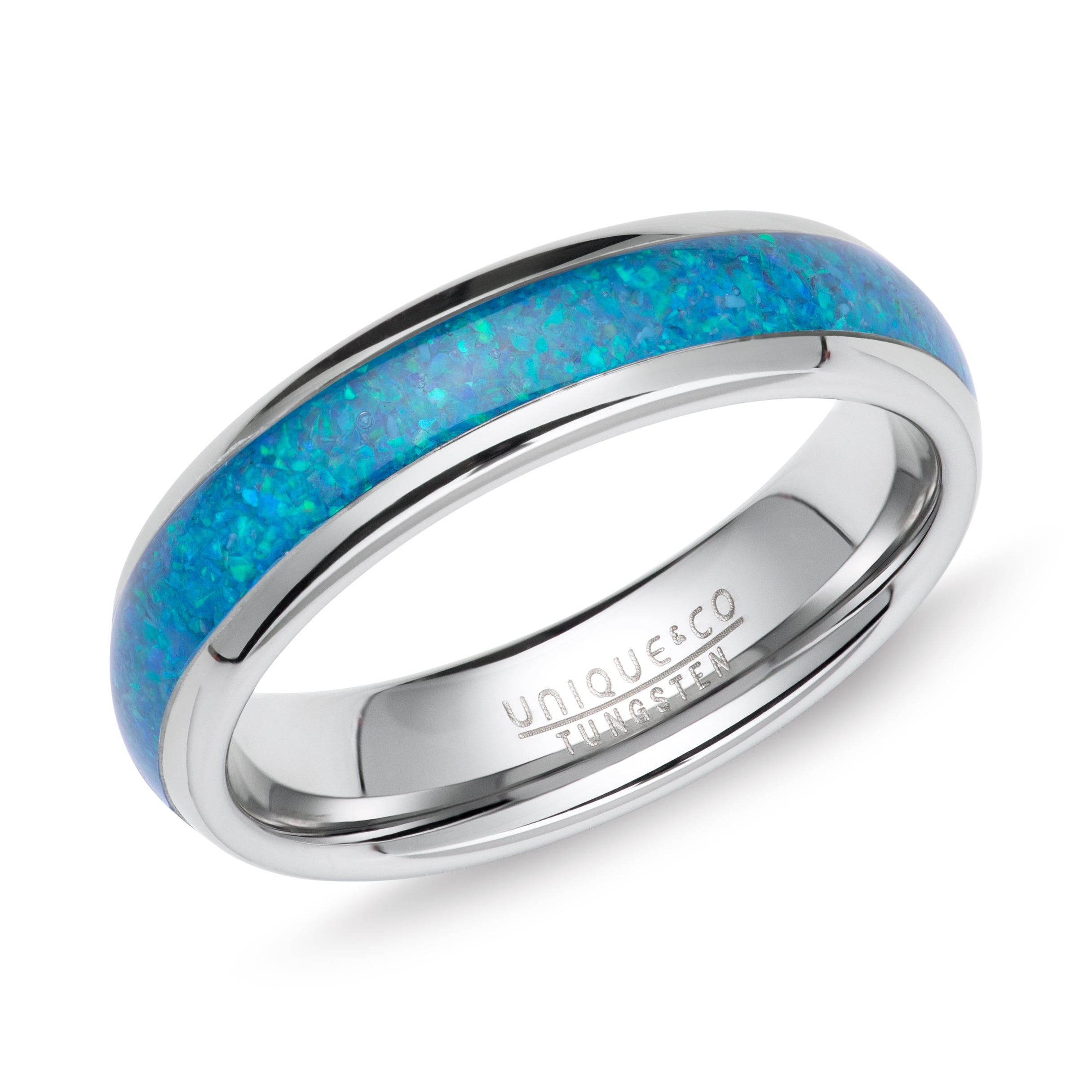 Tungsten Carbide Ring with Opal Inlay