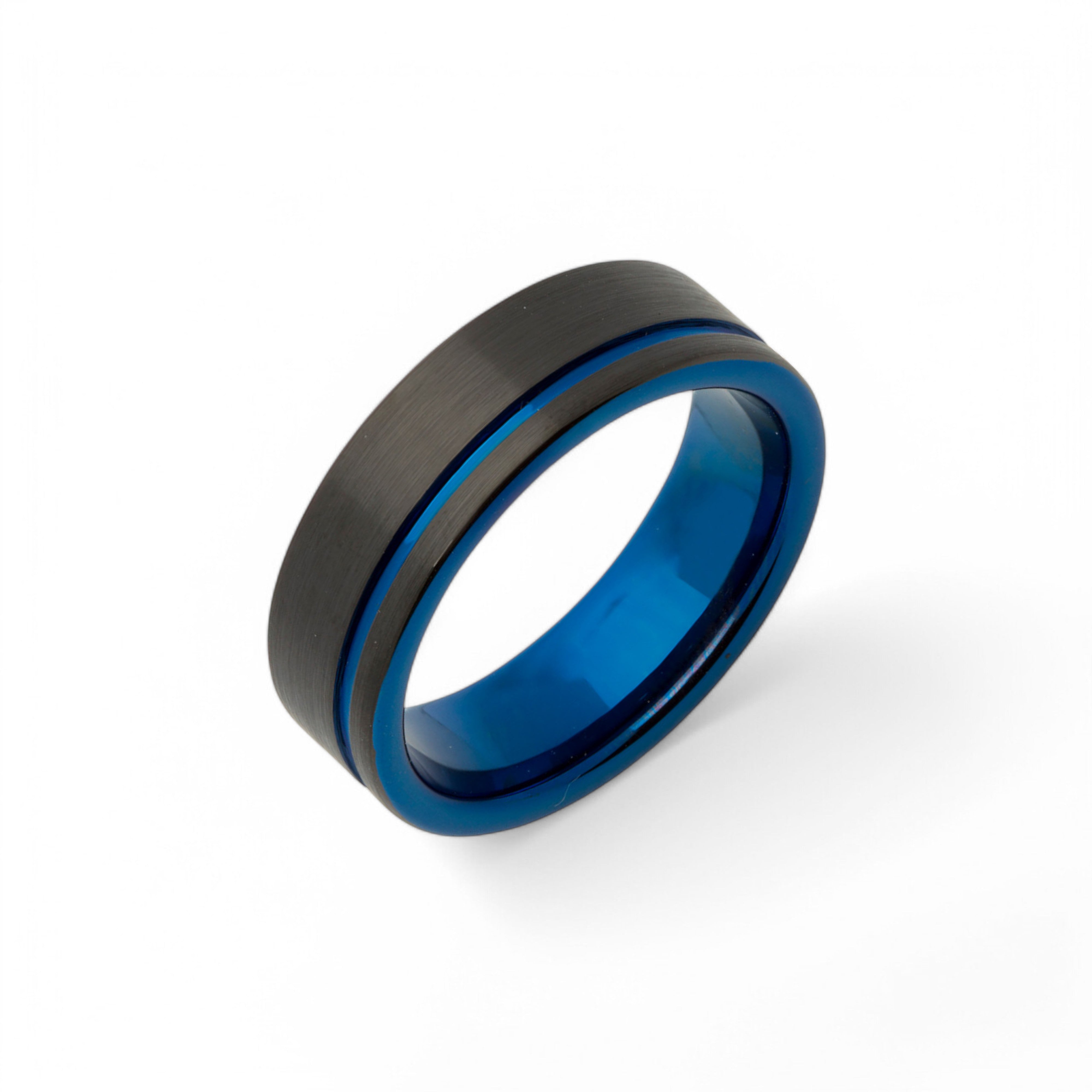 Tungsten Black and Blue Ring