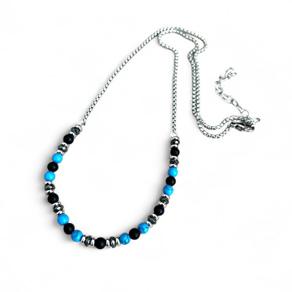 Turquoise and Onyx Bead Necklace