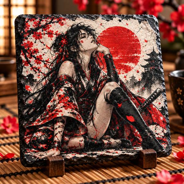 Crimson Muses Slate Coasters