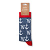 W Anchor socks with retail tag visible
