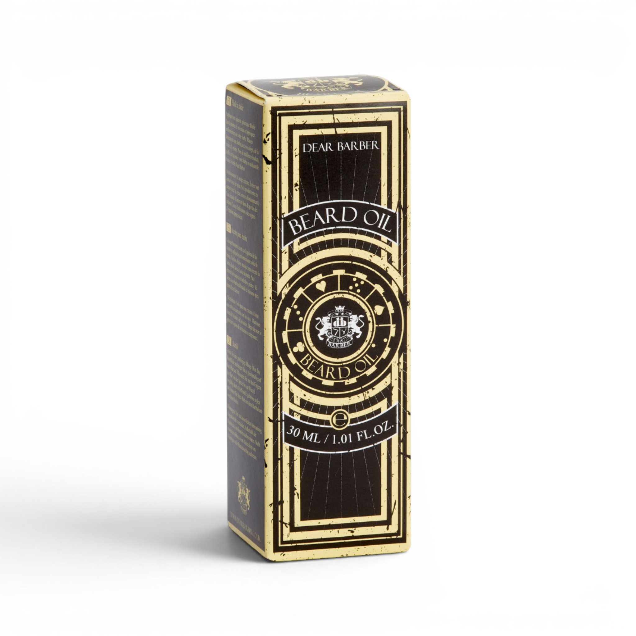 Beard oil packaging box close up