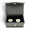 Best Man cufflinks displayed inside black presentation gift box