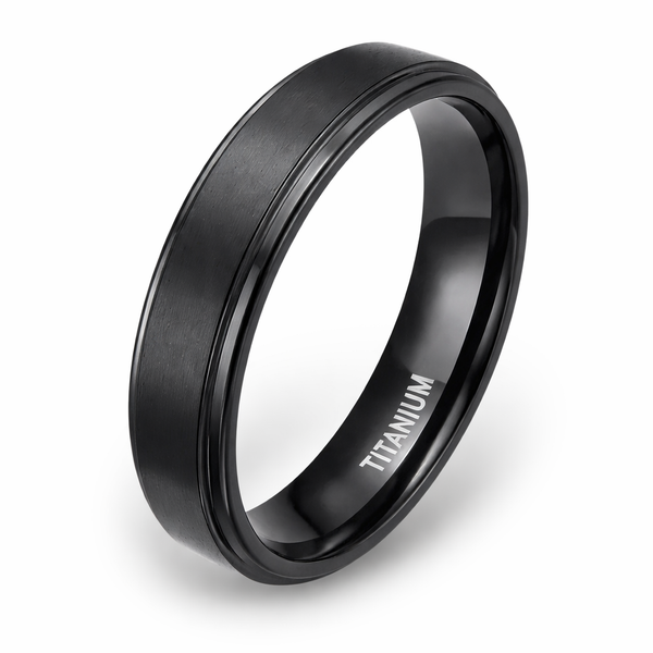 black titanium ring 6mm brushed finish lightweight durable mens band