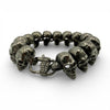 Heavyweight black IP plated stainless steel skull link bracelet with trigger clasp