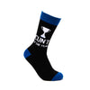 Novelty socks with c u next tuesday slogan and trophy design on white background