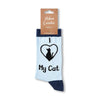 I Love My Cat socks with retail tag visible