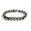 Chunky brushed stainless steel skull bracelet with matte finish and detailed skull links