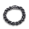 Full view of chunky oxidised skull bracelet showing complete skull link design