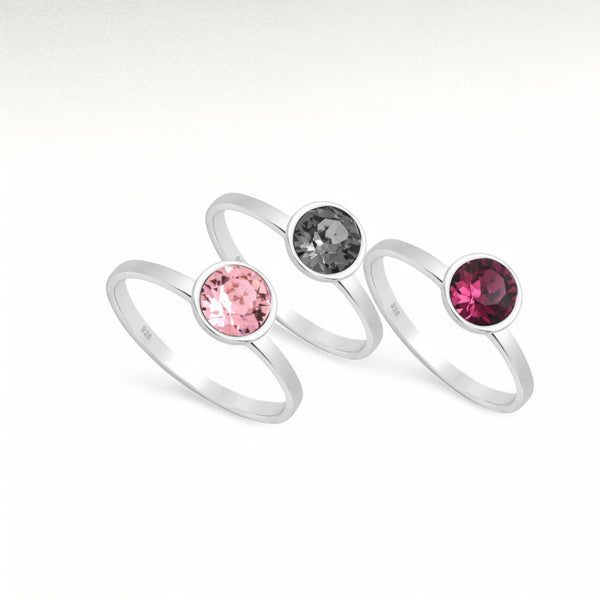 Sterling Silver Ring Decorated with Fine Austrian Crystal