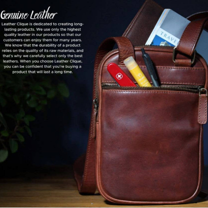 Men's Small Leather Crossbody Flight Bag