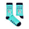 pair of I Love My Dalmatian novelty socks laid flat showing full design