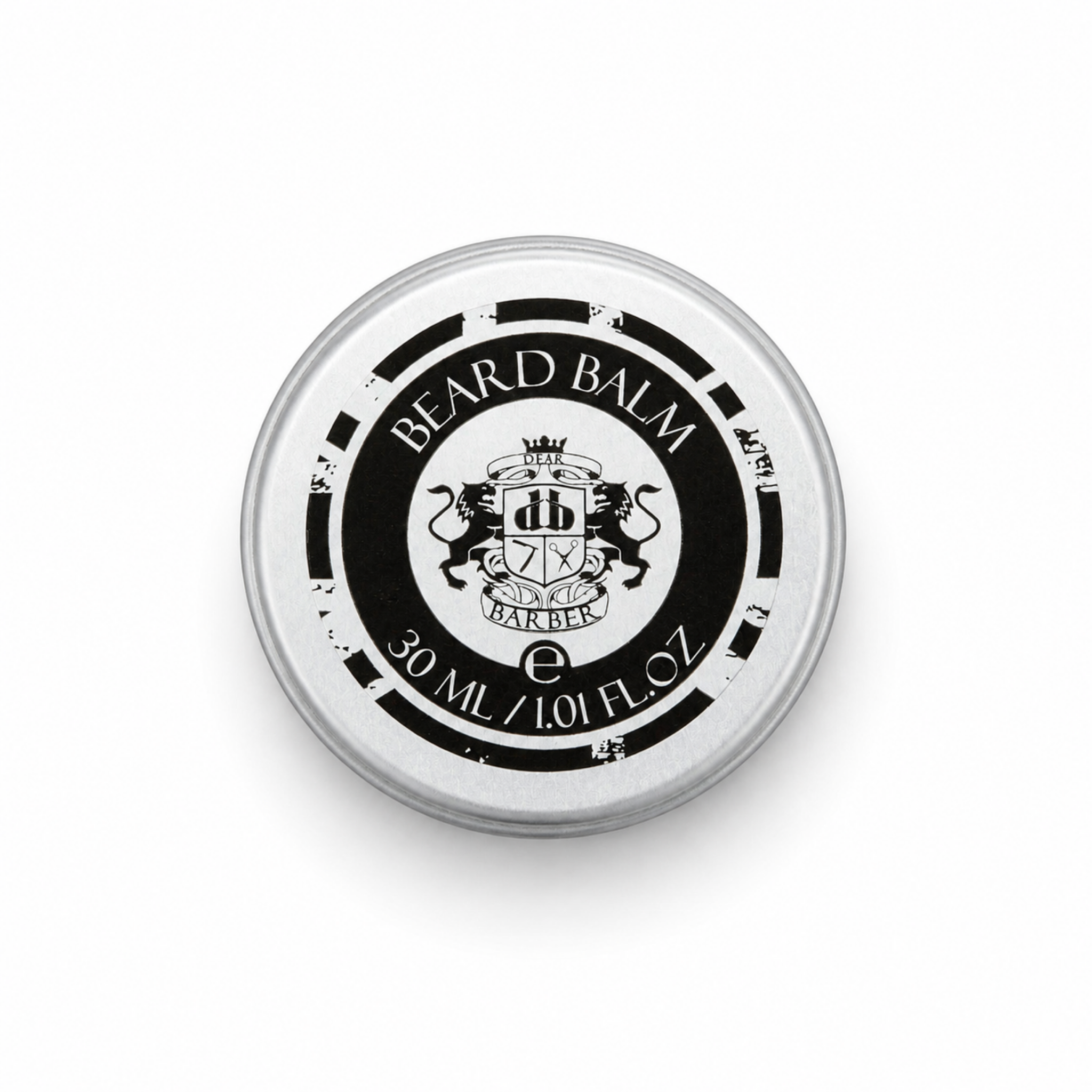 Dear Barber Beard Balm 30ml tin on a white background
