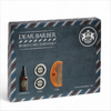 Closed Dear Barber Beard Care Essentials gift set presentation box on white background