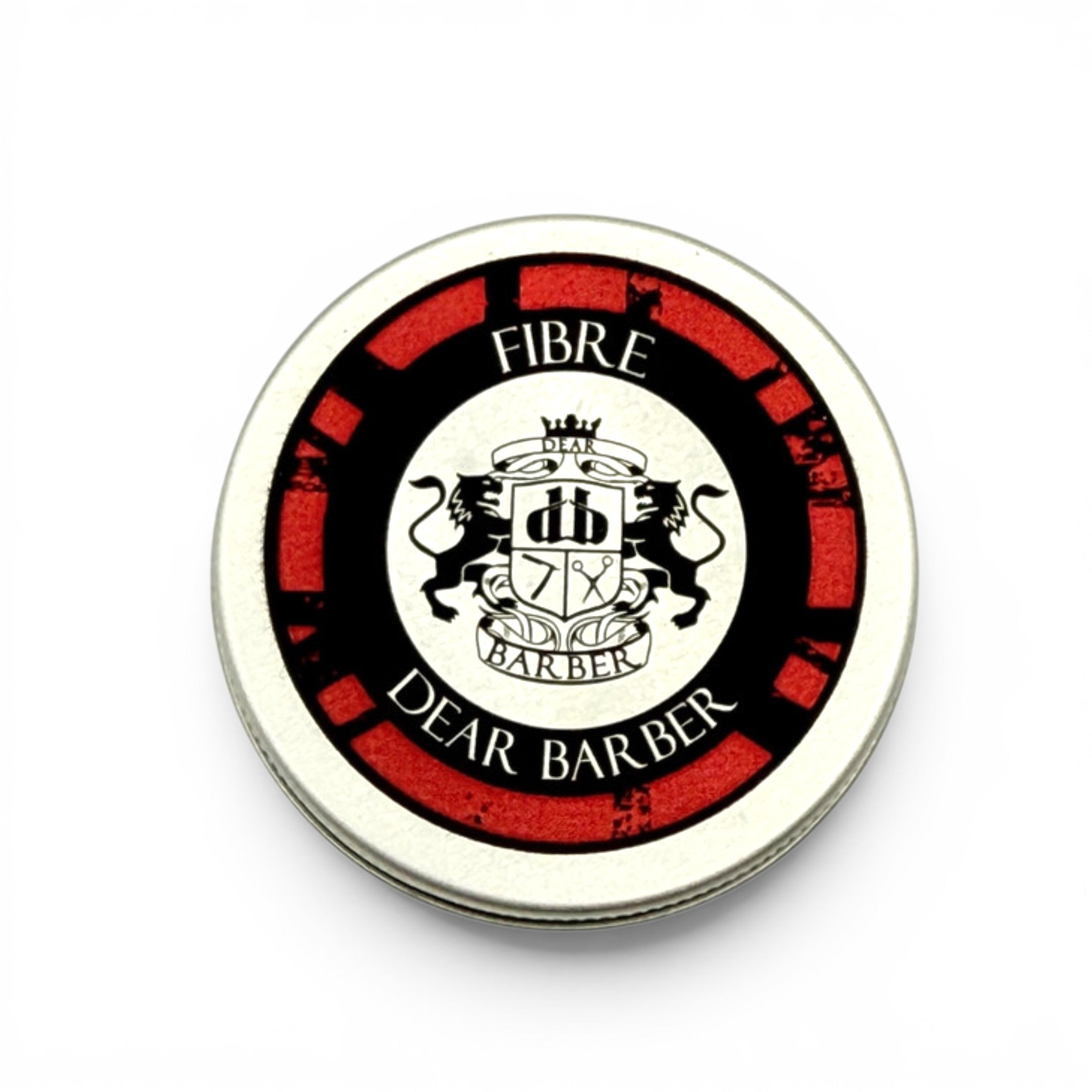 Dear Barber Fibre 20ml texturising hair styling tin on white background