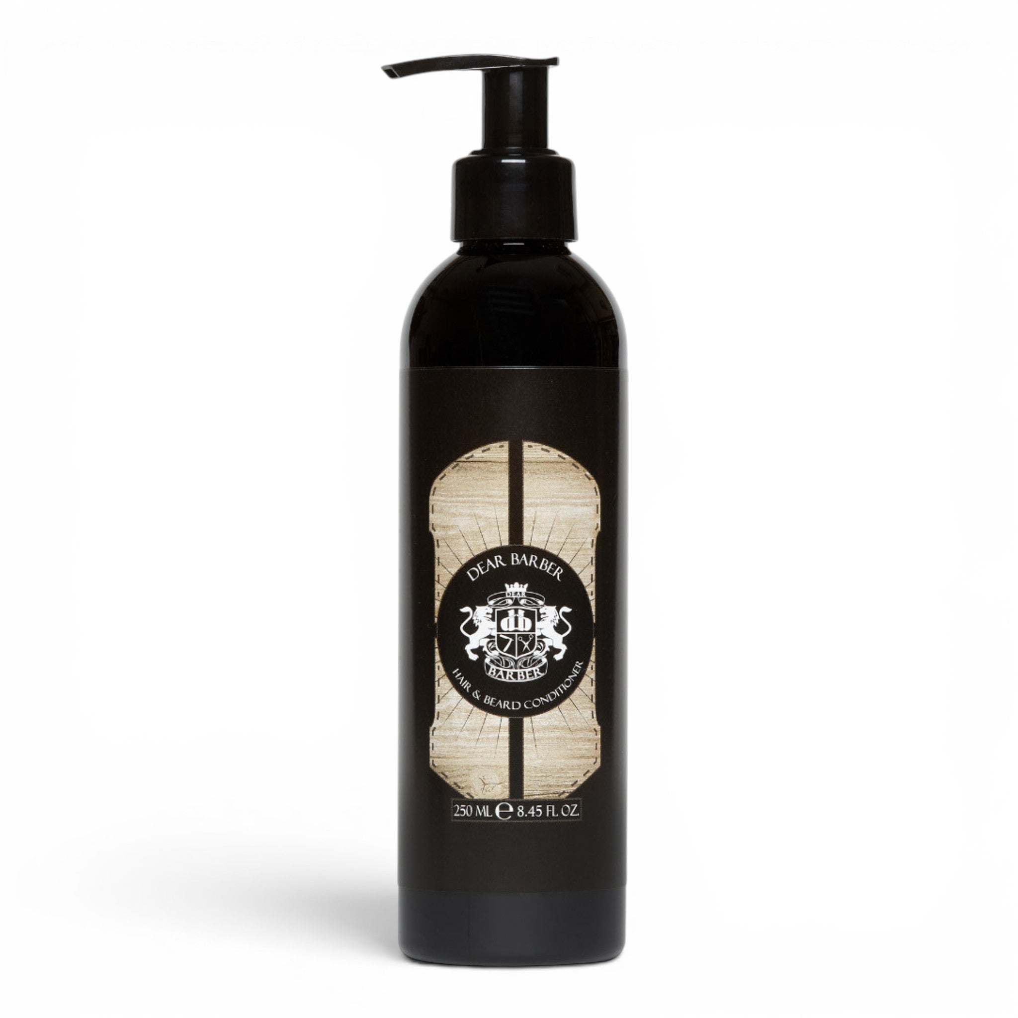 Dear Barber 250ml hair and beard conditioner bottle on white background