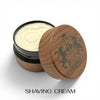Open Dear Barber Shaving Cream 100ml showing rich cream texture in wood effect container on white background