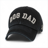 Black washed vintage Dog Dad baseball cap with embroidered front lettering and curved peak.