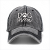 Black washed vintage Dog Mom baseball cap with embroidered front lettering and curved peak.