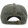 Olive washed vintage Dog Mom baseball cap showing adjustable rear strap fastening.