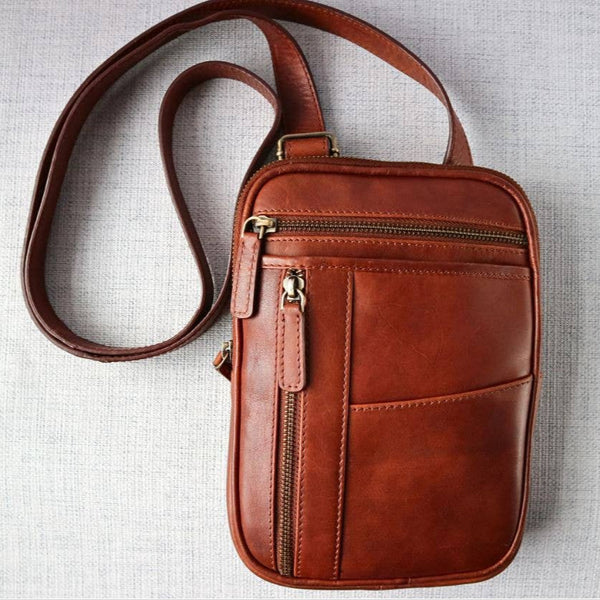 Men's Small Leather Crossbody Flight Bag
