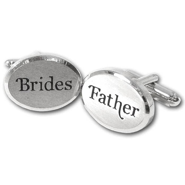 Rhodium Oval Brides Father Cufflinks