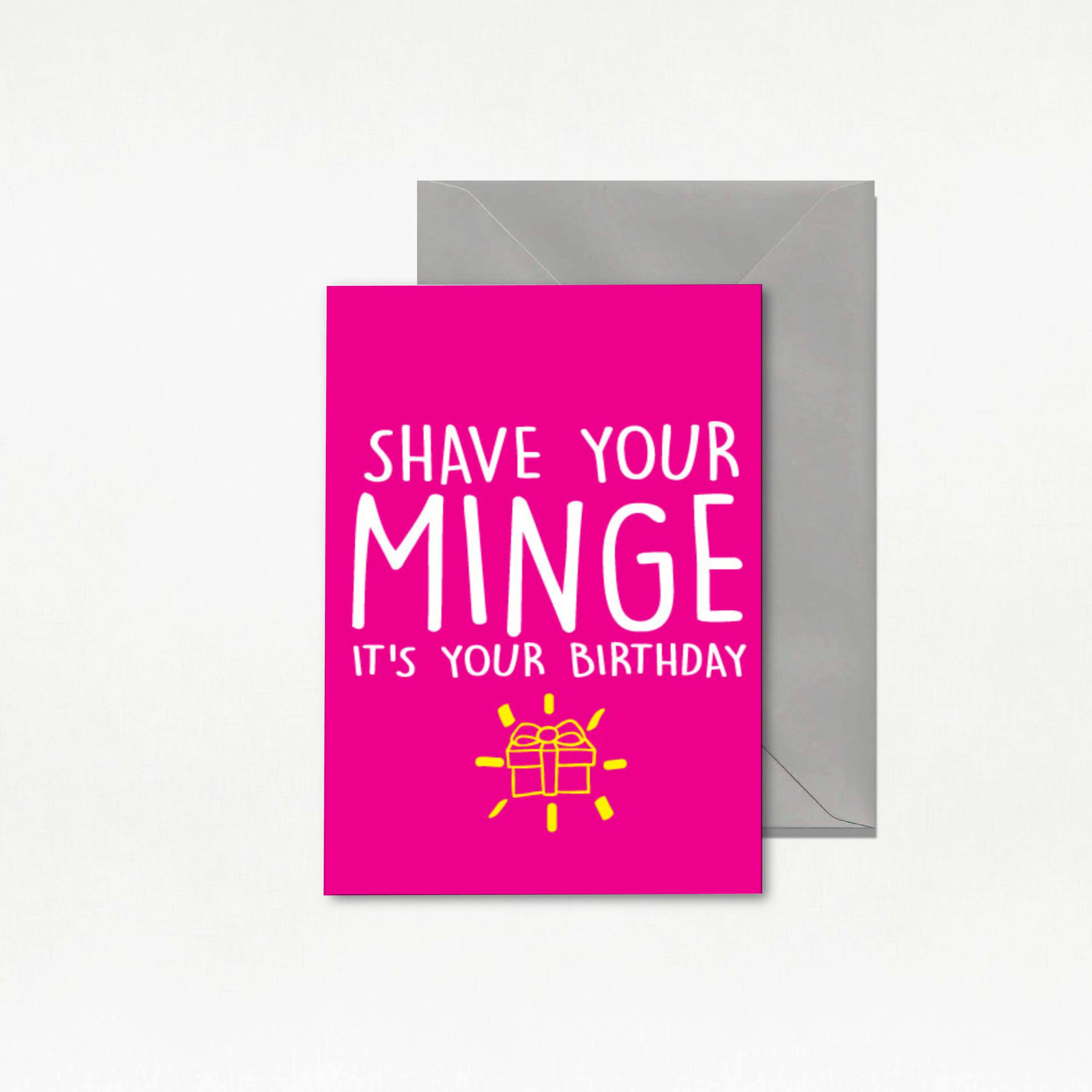 Funny Shave your minge Birthday Card - BC18