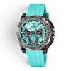 Festina Chrono Bike 2025 chronograph watch with blue rubber strap and silver dial on white background