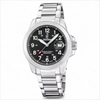 Festina Swiss made field watch with black dial and stainless steel bracelet