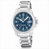 Festina Swiss made field watch with blue dial and stainless steel bracelet