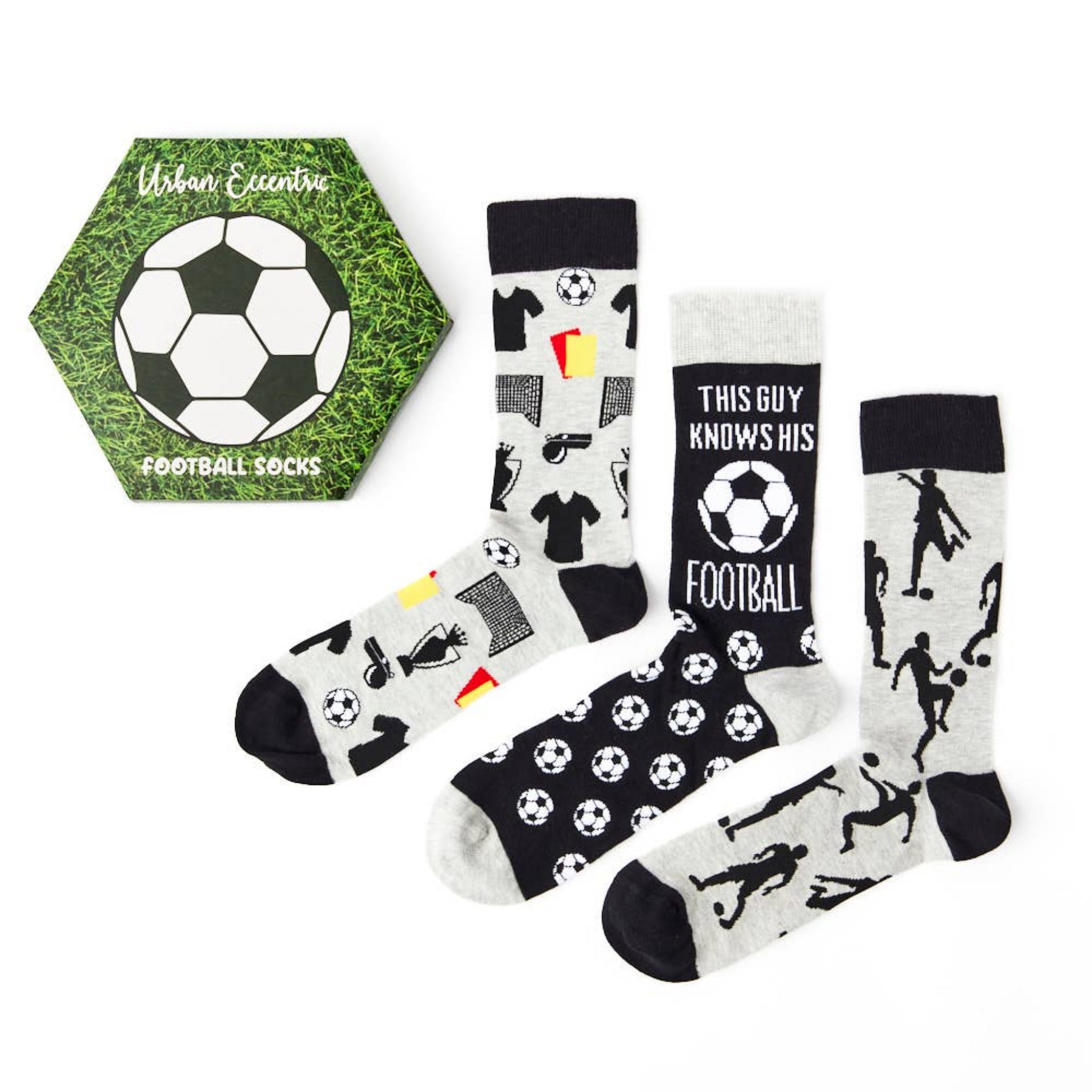 football socks gift set with three pairs and presentation box