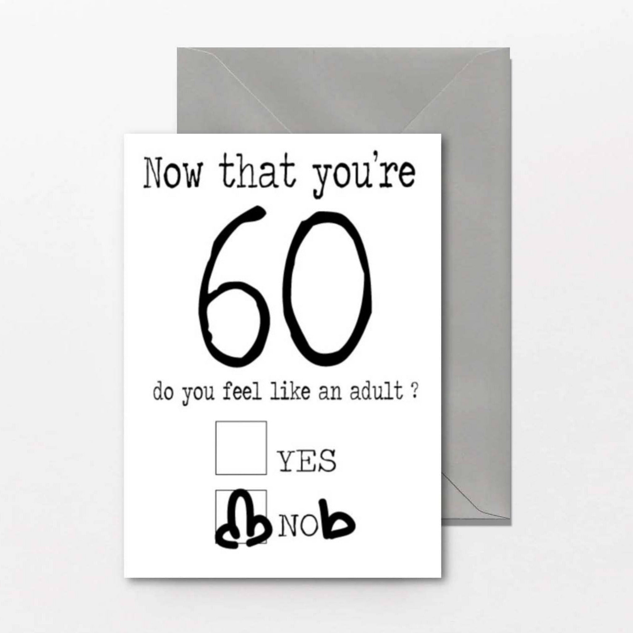 Funny 60th birthday greeting card featuring the 