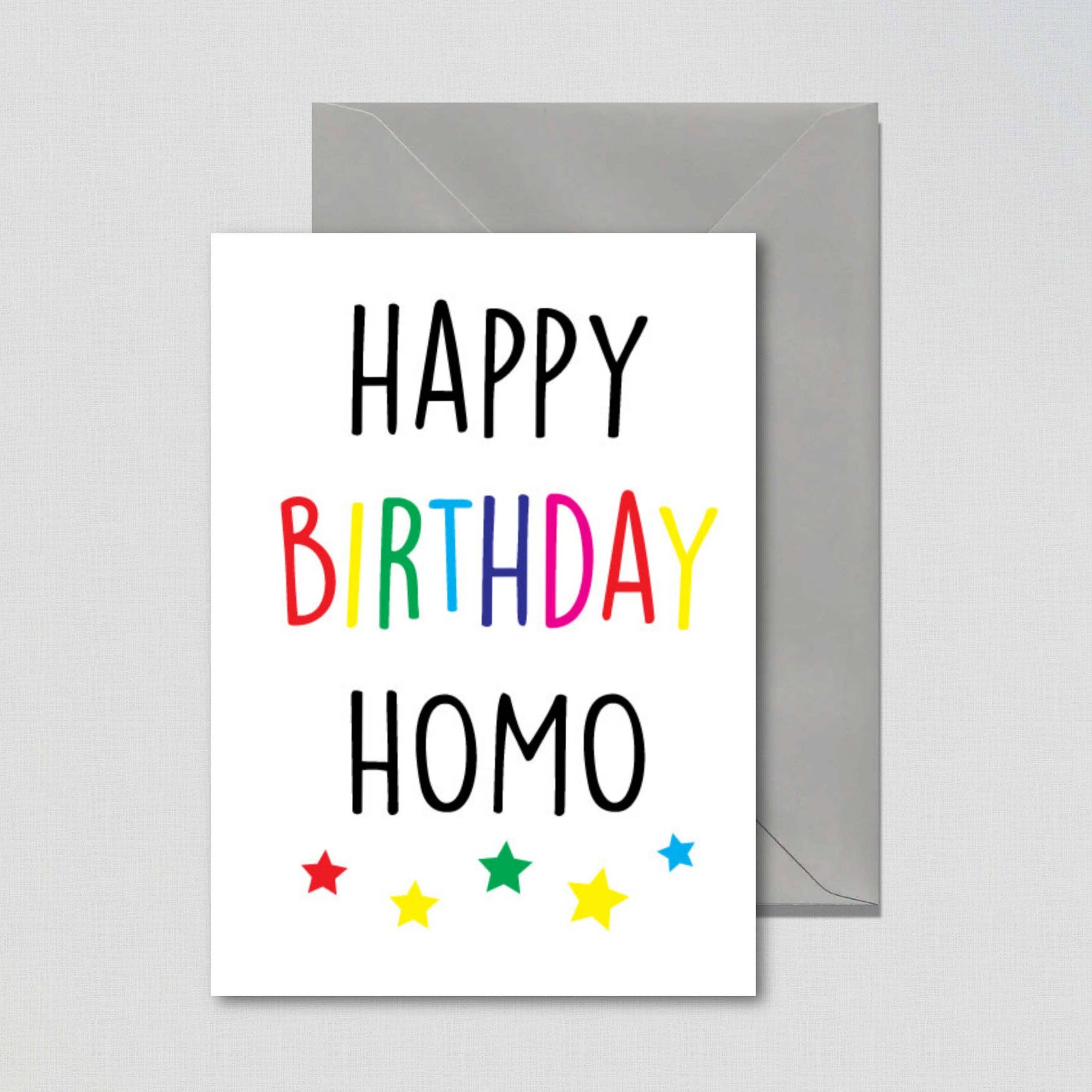 Funny birthday greeting card featuring the text 
