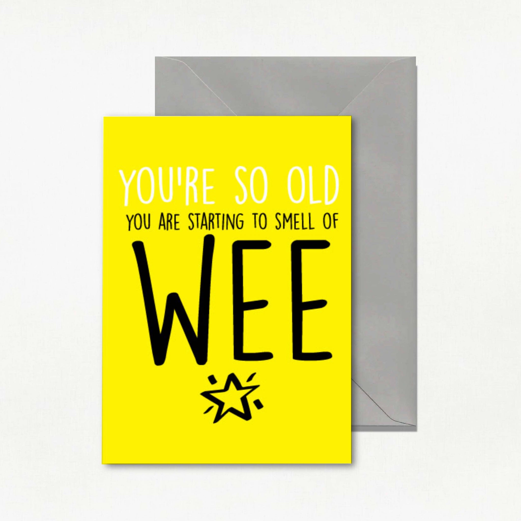 Funny birthday greeting card featuring the text 