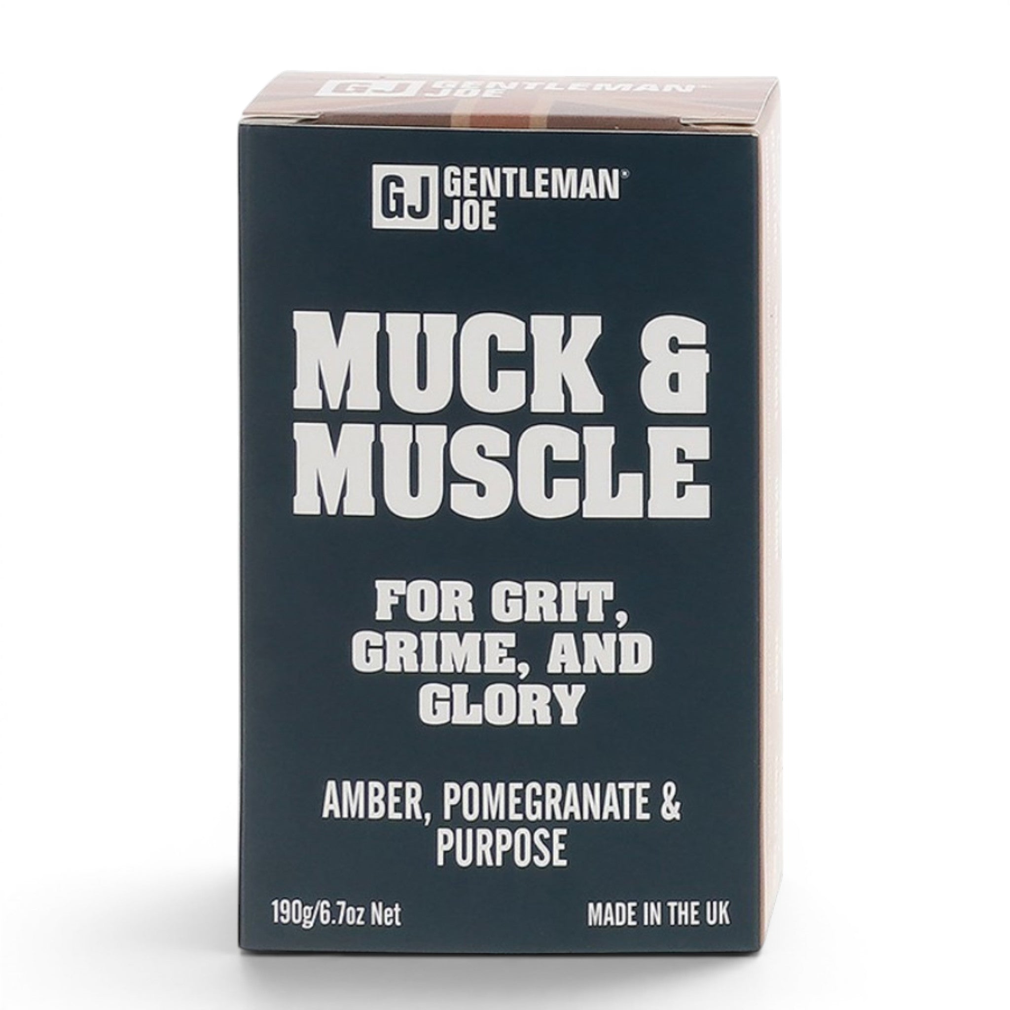 Gentlemen Joe Muck and Muscle Soap 190g amber pomegranate and purpose on white background