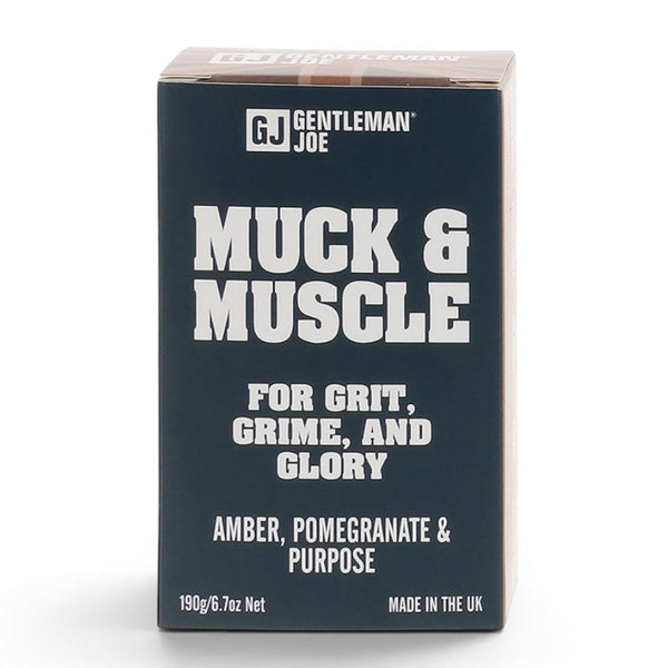 Gentlemen Joe Muck and Muscle Soap 190g amber pomegranate and purpose on white background