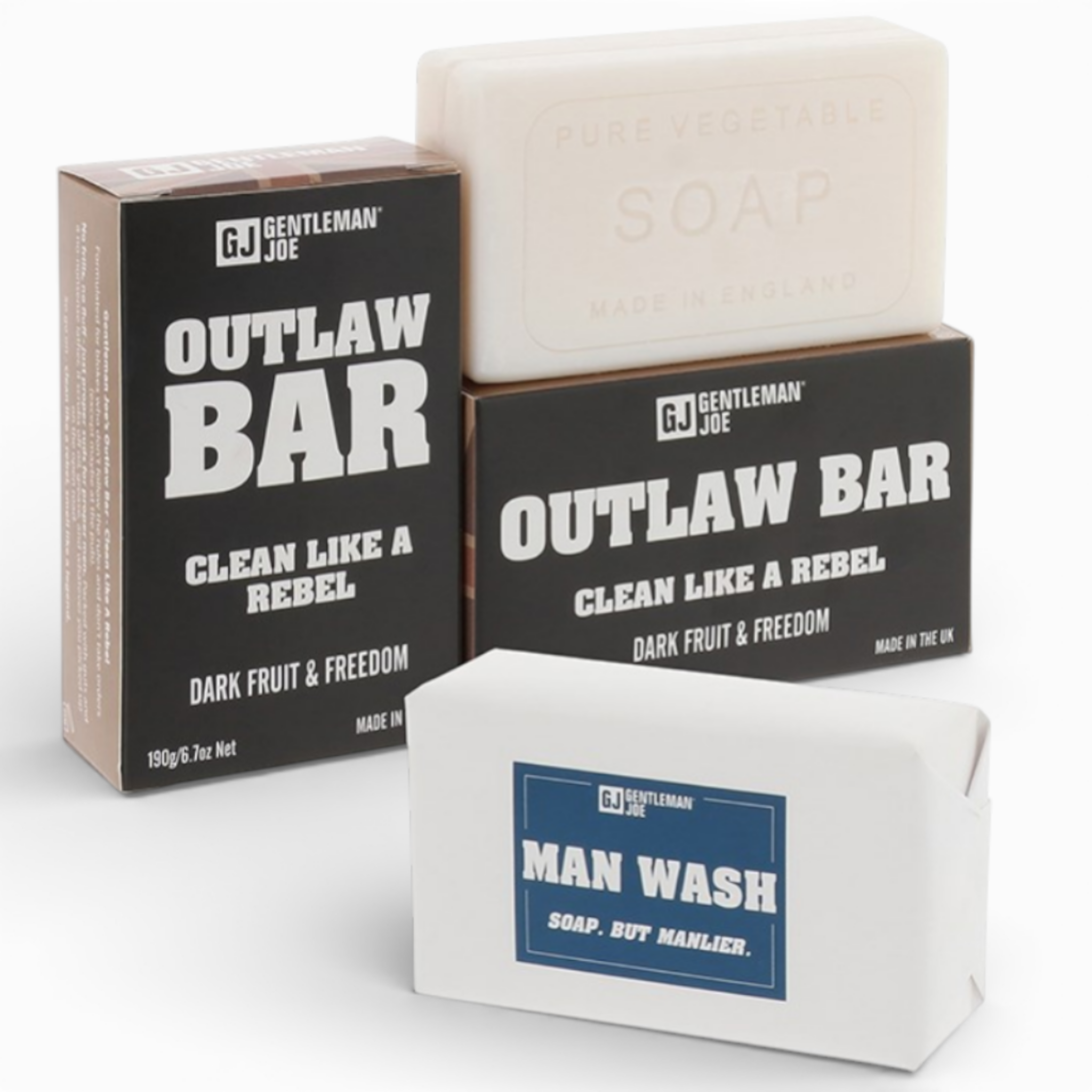 Gentlemen Joe Outlaw Bar Soap with opened box and soap bar displayed on white background