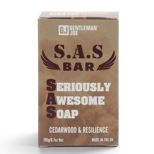 Gentlemen Joe S.A.S Bar Soap 190g cedarwood and resilience on white background
