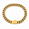 Men's gold colour stainless steel 10mm curb chain bracelet with polished finish and secure clasp on a white background