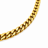 Close-up of a gold plated stainless steel 9mm curb chain necklace showing the polished interlocking links and premium finish.