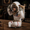 Hear No Evil astronaut chimpanzee resin figurine in man cave setting