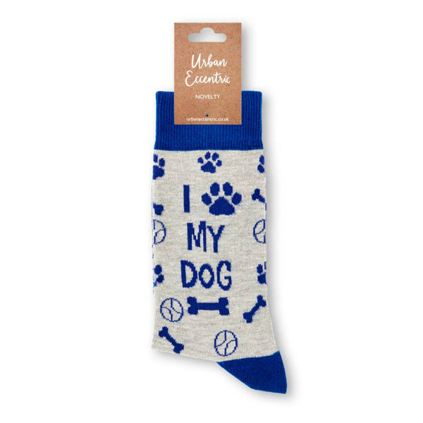 I Love My Dog socks with retail tag visible