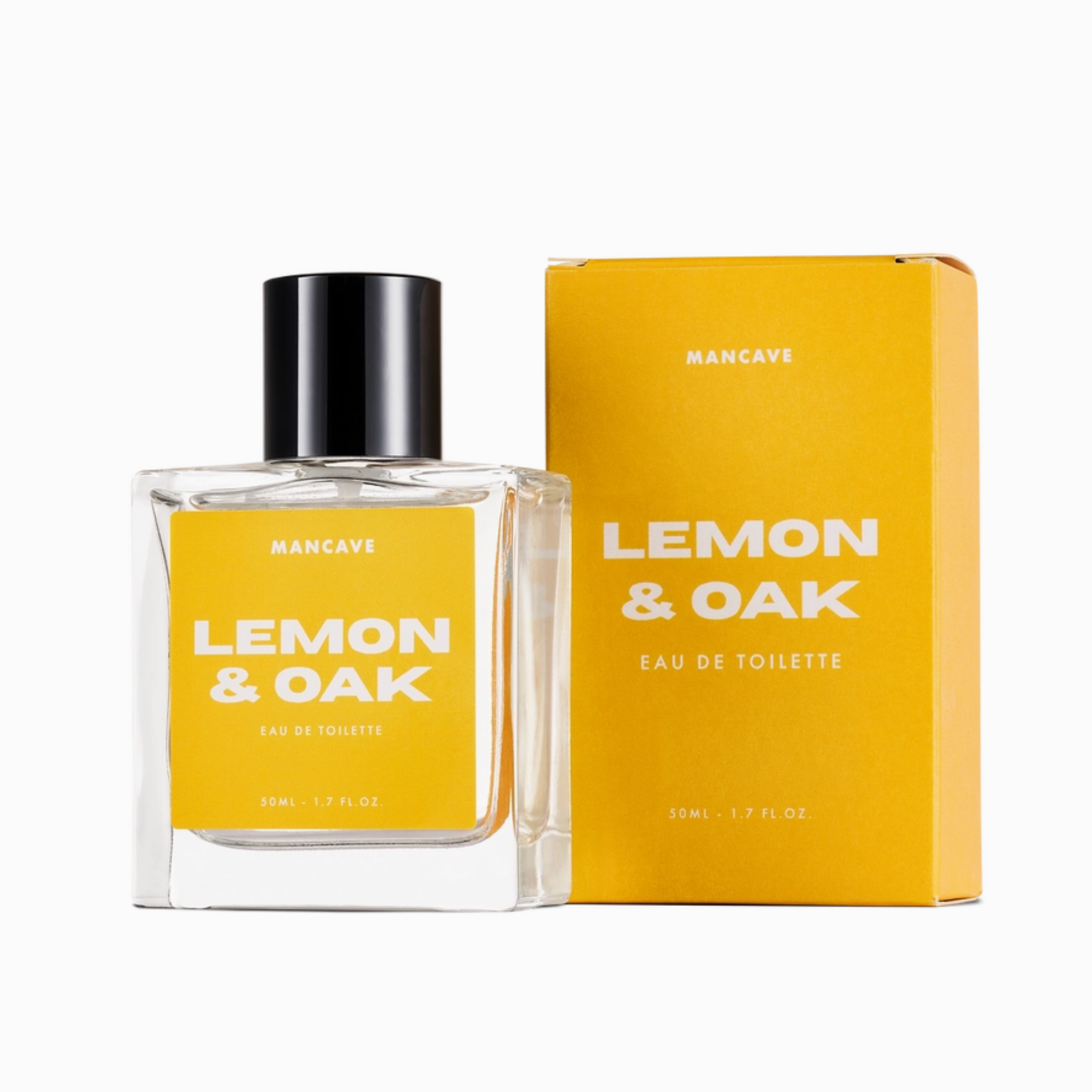 Lemon oak eau de toilette 50ml bottle with packaging box on white background