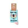 Lick Me Till Ice Cream socks with retail tag visible