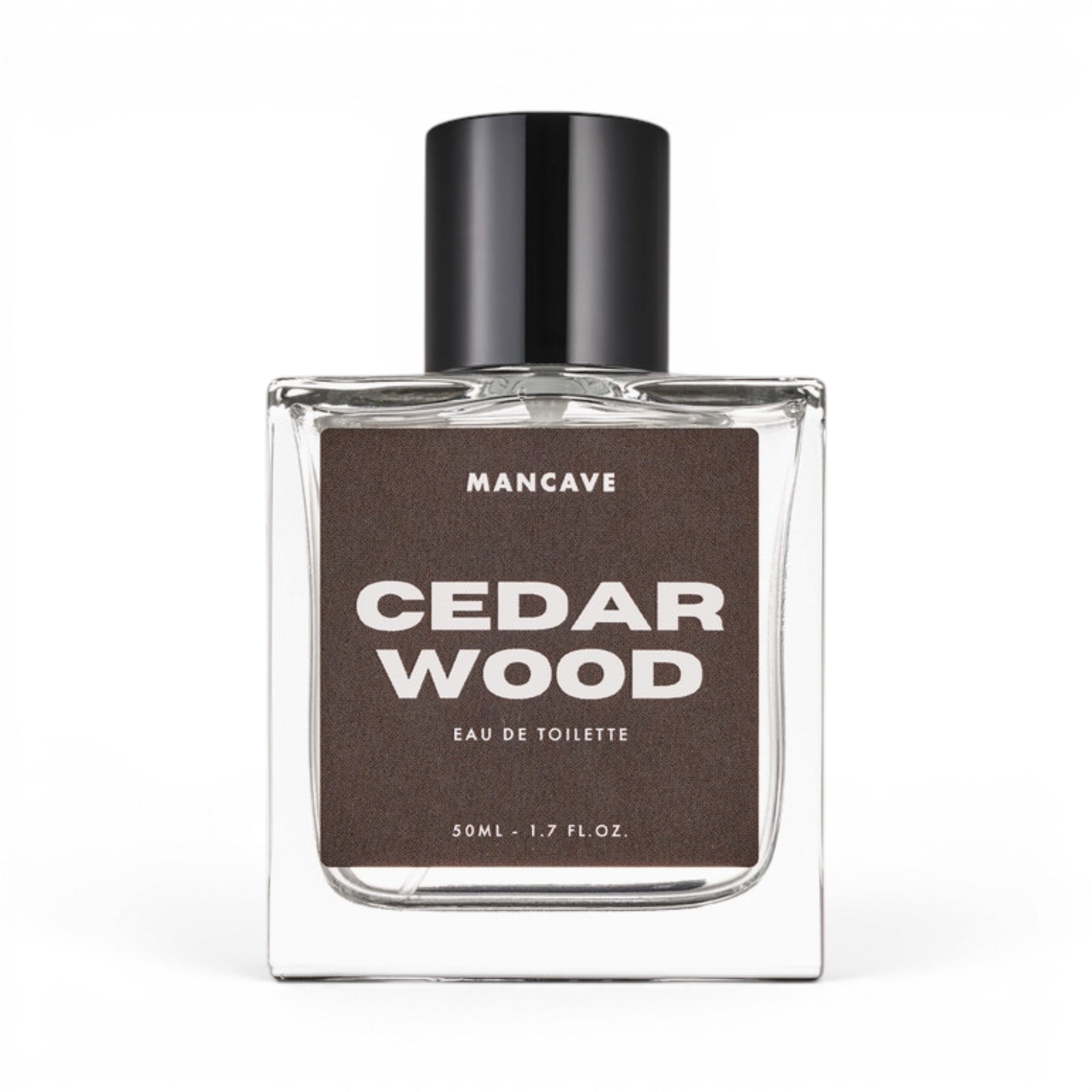 Mancave Cedarwood Eau De Toilette 50ml bottle with matching presentation box on white background