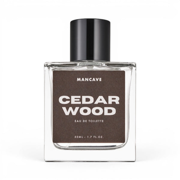 Mancave Cedarwood Eau De Toilette 50ml bottle with matching presentation box on white background