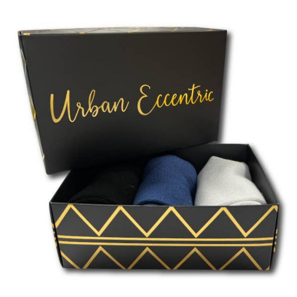 Men’s bamboo comfort socks gift box with three pairs in presentation box