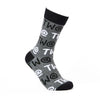 Men’s funny socks with Tw@ text design on white background