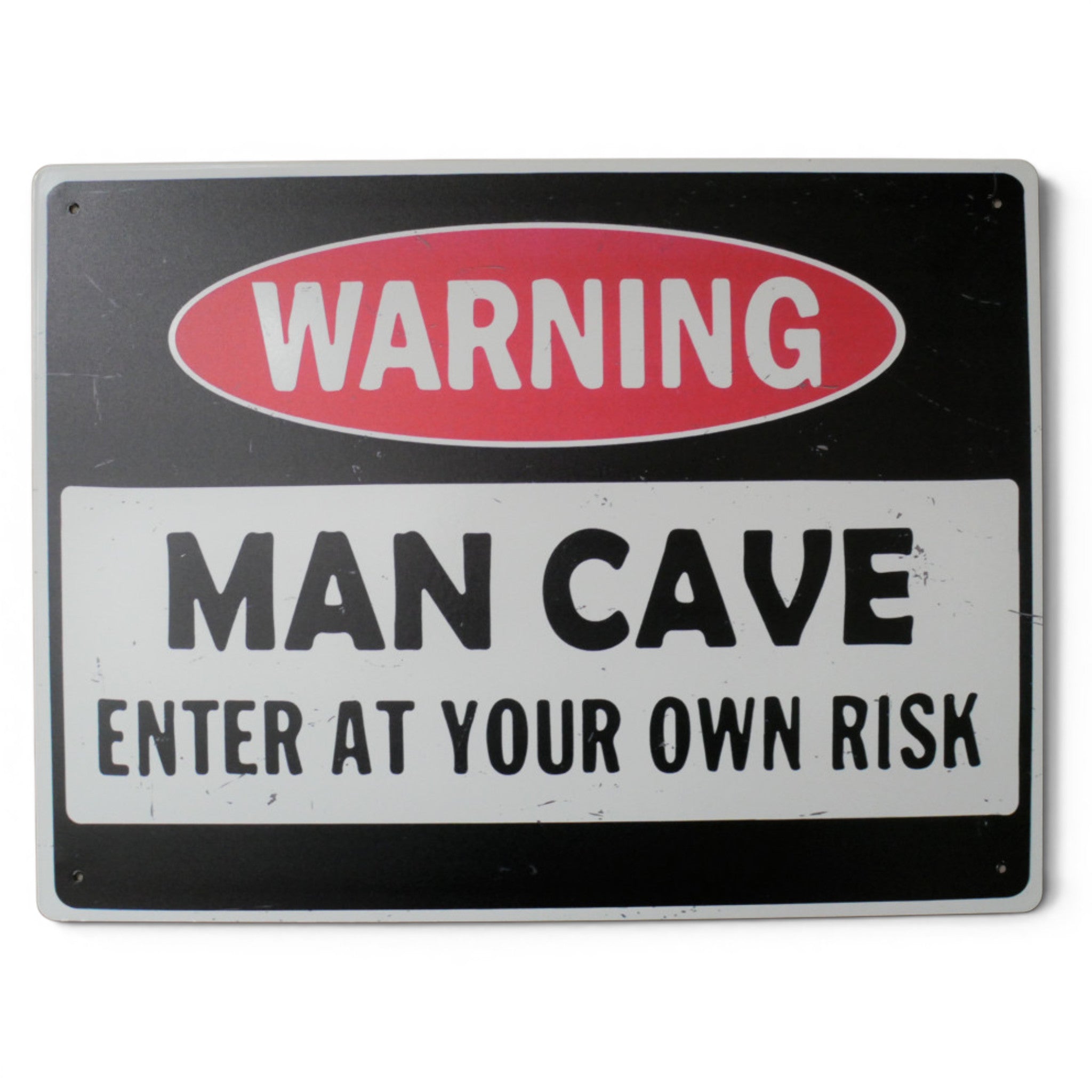 Large metal Man Cave tin wall sign with vintage style lettering for bars and games rooms