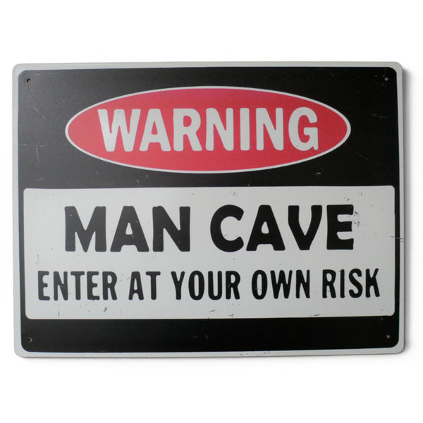 Large metal Man Cave tin wall sign with vintage style lettering for bars and games rooms
